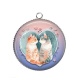 Pendentif Cabochon Argent - chat coeur