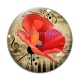 Cabochon Verre - coquelicot