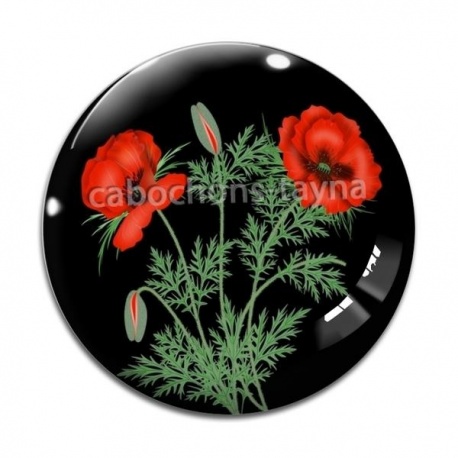 Cabochon Verre - coquelicot