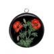 Pendentif Cabochon Argent - coquelicot