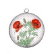 Pendentif Cabochon Argent - coquelicot