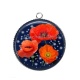 Pendentif Cabochon Argent - coquelicot