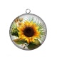 Pendentif Cabochon Argent - tournesol