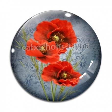 Cabochon Verre - coquelicot