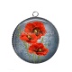 Pendentif Cabochon Argent - coquelicot