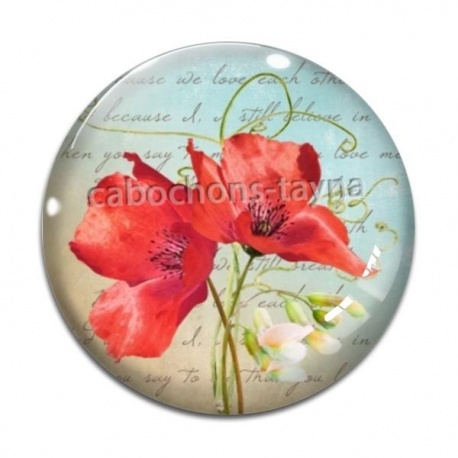 Cabochon Verre - coquelicot