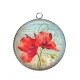 Pendentif Cabochon Argent - coquelicot