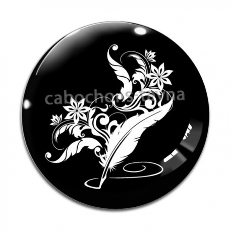 Cabochon Verre - plume
