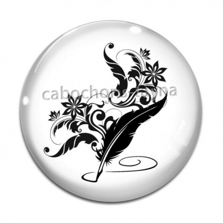 Cabochon Verre - plume