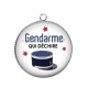 Pendentif Cabochon Argent - gendarme qui déchire