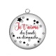 Pendentif Cabochon Argent -  je t'aime du lundi au dimanche