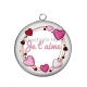 Pendentif Cabochon Argent - je t'aime