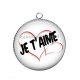 Pendentif Cabochon Argent -  je t'aime