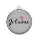 Pendentif Cabochon Argent -  je t'aime