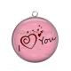 Pendentif Cabochon Argent - I love you