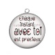 Pendentif Cabochon Argent -  Chaque instant avec toi est précieux