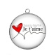Pendentif Cabochon Argent - Je t'aime