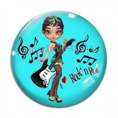 Cabochon Verre - fille rock