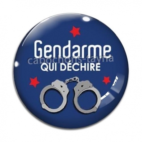 Cabochon Verre - gendarme qui déchire