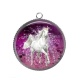 Pendentif Cabochon Argent -  licorne