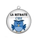 Pendentif Cabochon Argent -  la retraite c'est chouette