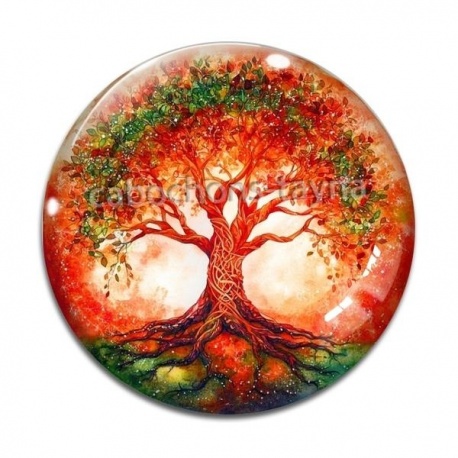 Cabochon Verre - arbre de vie