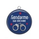 Pendentif Cabochon Argent - gendarme qui déchire