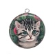 Pendentif Cabochon Argent - chat