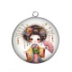 Pendentif Cabochon Argent - Kokeshi