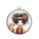 Pendentif Cabochon Argent - Kokeshi
