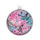 Pendentif Cabochon Argent - fleur de cerisier