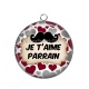 Pendentif Cabochon Argent - je t'aime parrain