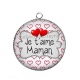Pendentif Cabochon Argent - je t'aime maman