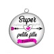 Pendentif Cabochon Argent - super petite fille forever