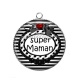 Pendentif Cabochon Argent - super maman