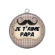 Pendentif Cabochon Argent - je t'aime papa