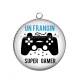 Pendentif Cabochon Argent - un frangin super gamer