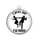 Pendentif Cabochon Argent - j'peux pas j'ai danse