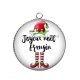 Pendentif Cabochon Argent - joyeux noël frangin