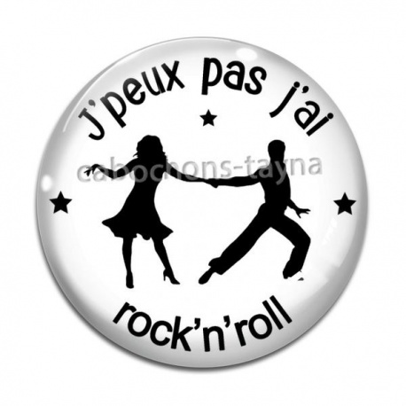 Cabochon Verre - j'peux pas j'ai rock n roll