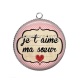 Pendentif Cabochon Argent - je t'aime ma soeur