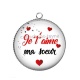 Pendentif Cabochon Argent - je t'aime ma soeur