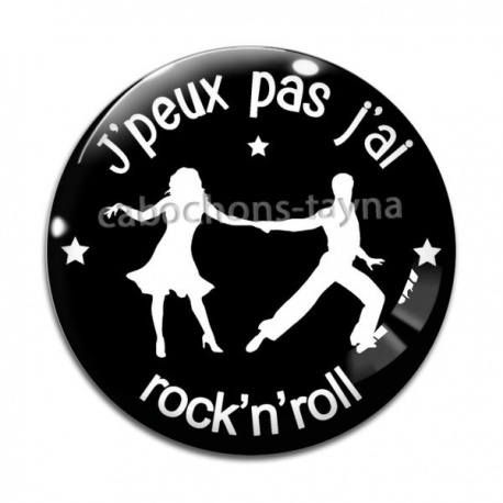 Cabochon Verre - j'peux pas j'ai rock n roll