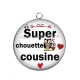 Pendentif Cabochon Argent - super chouette cousine