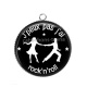 Pendentif Cabochon Argent - j'peux pas j'ai rock n roll