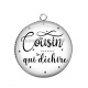 Pendentif Cabochon Argent - cousin qui déchire