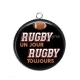 Pendentif Cabochon Argent - rugby un jour rugby toujours