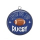 Pendentif Cabochon Argent - j'peux pas j'ai rugby