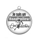 Pendentif Cabochon Argent - Je suis un handballeur qui déchire