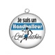 Pendentif Cabochon Argent - Je suis un handballeur qui déchire